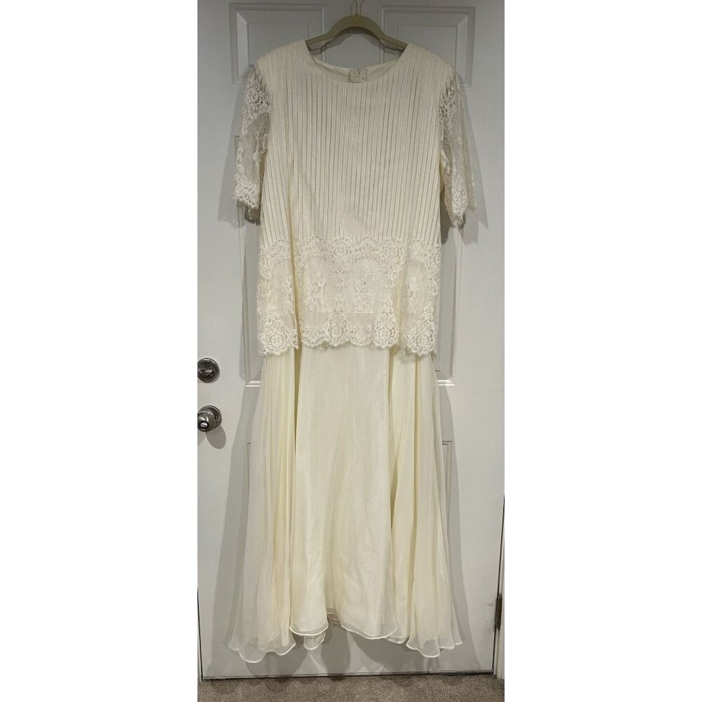 Vintage New w/ Tag Loralie Cream Lace & Chiffon Dress Size 18 Elegant Wedding